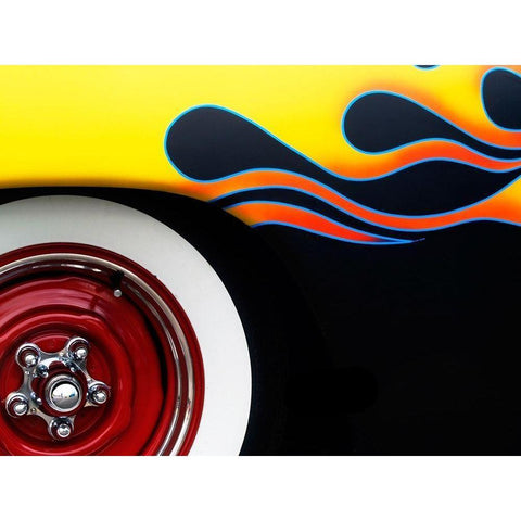 Hot Rod Flames White Modern Wood Framed Art Print by Branson, Clive