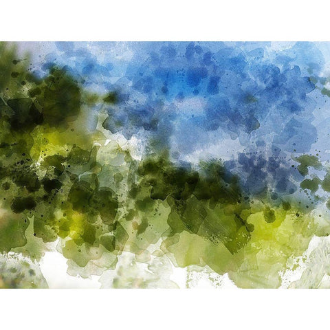 Blue with Green Horizon I White Modern Wood Framed Art Print by Young, Chamira