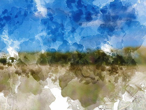 Blue with Green Horizon II Black Ornate Wood Framed Art Print with Double Matting by Young, Chamira