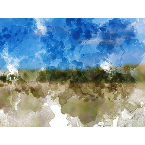 Blue with Green Horizon II Black Modern Wood Framed Art Print by Young, Chamira