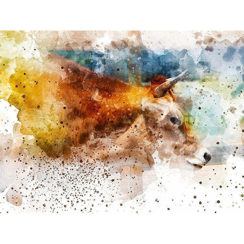 Cow I Black Modern Wood Framed Art Print with Double Matting by Young, Chamira