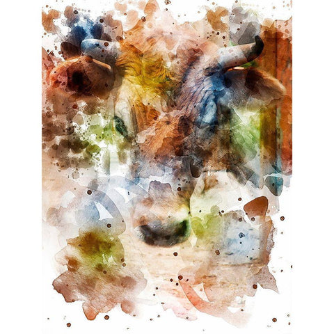 Cow II Gold Ornate Wood Framed Art Print with Double Matting by Young, Chamira