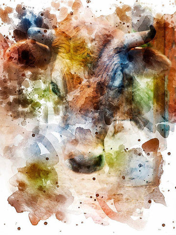 Cow II Black Ornate Wood Framed Art Print with Double Matting by Young, Chamira