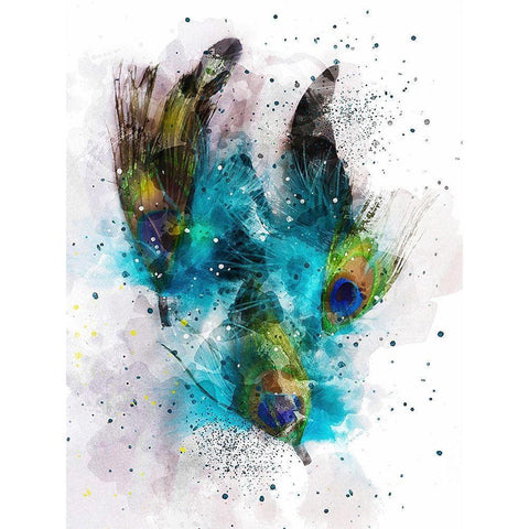 Peacock II White Modern Wood Framed Art Print by Young, Chamira