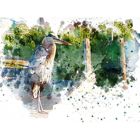 Heron White Modern Wood Framed Art Print by Young, Chamira