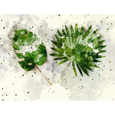 Double Leaf Black Modern Wood Framed Art Print by Young, Chamira