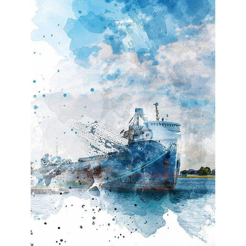 Freighter I Black Modern Wood Framed Art Print with Double Matting by Young, Chamira