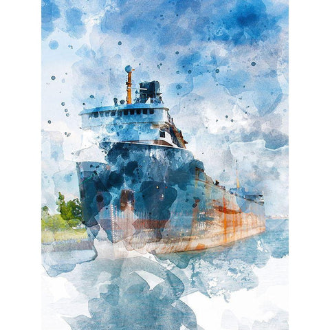 Freighter II White Modern Wood Framed Art Print by Young, Chamira