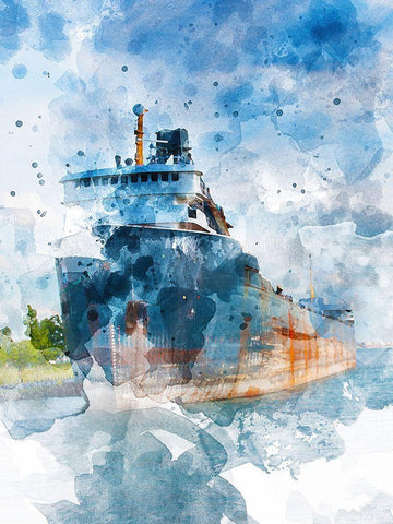 Freighter II Black Ornate Wood Framed Art Print with Double Matting by Young, Chamira