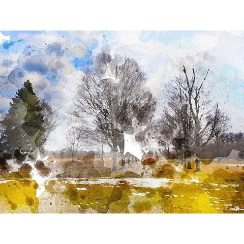 Triple Tree White Modern Wood Framed Art Print by Young, Chamira