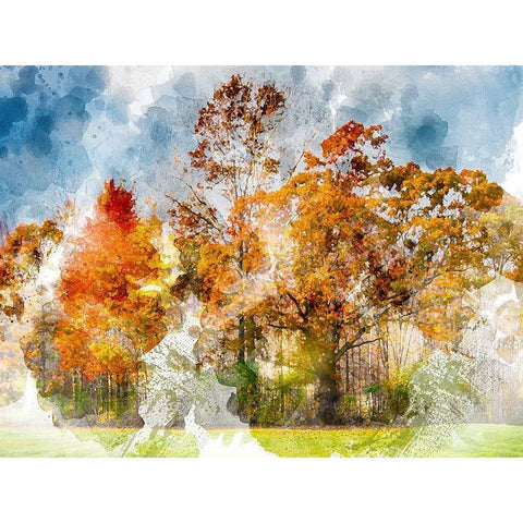 Leaves of Autumn Gold Ornate Wood Framed Art Print with Double Matting by Young, Chamira