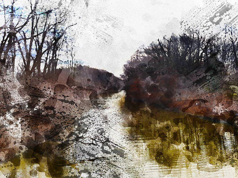 Dark Stream White Modern Wood Framed Art Print with Double Matting by Young, Chamira
