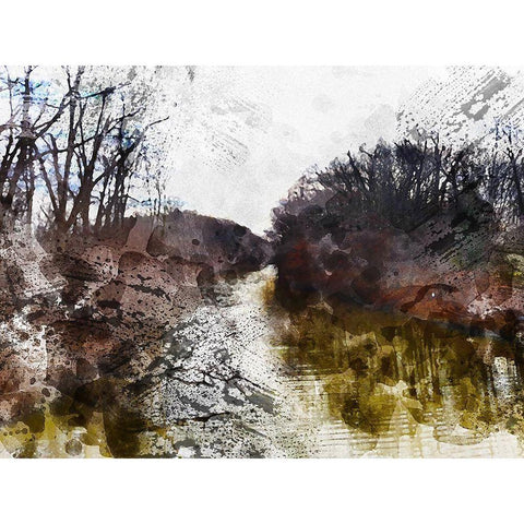 Dark Stream Black Modern Wood Framed Art Print by Young, Chamira
