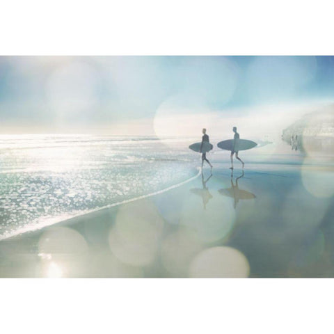 Surfers Black Modern Wood Framed Art Print with Double Matting by Davis, Devon