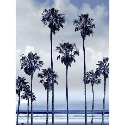 Beach Palms Indigo II White Modern Wood Framed Art Print by Davis, Devon