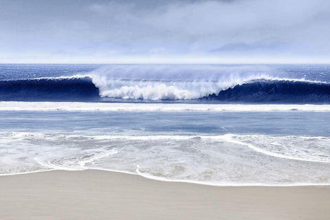 Blue Wave I White Modern Wood Framed Art Print with Double Matting by Davis, Devon