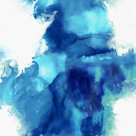 Ascending in Blue I White Modern Wood Framed Art Print by Hudson, Daniela