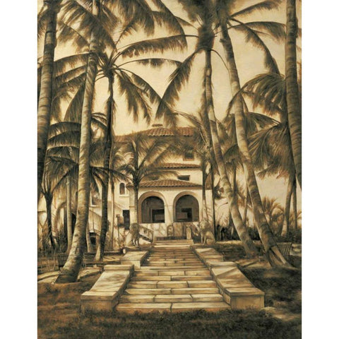 Entry to Villa Gold Ornate Wood Framed Art Print with Double Matting by Parks, David