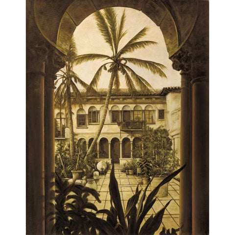 View to the Courtyard Black Modern Wood Framed Art Print with Double Matting by Parks, David