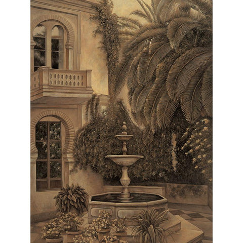 The Loggia and Fountain Gold Ornate Wood Framed Art Print with Double Matting by Parks, David