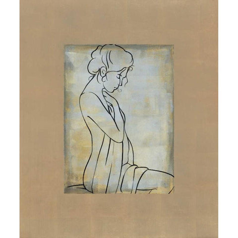 Femme assise I Black Modern Wood Framed Art Print with Double Matting by Bennion, Dan