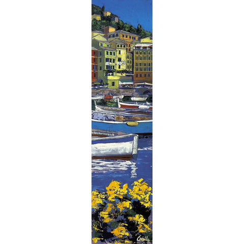 Porticciolo di Camogli White Modern Wood Framed Art Print by Corallo, Daniela
