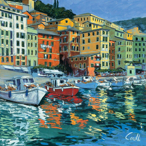 Lungomare di Camogli White Modern Wood Framed Art Print by Corallo, Daniela