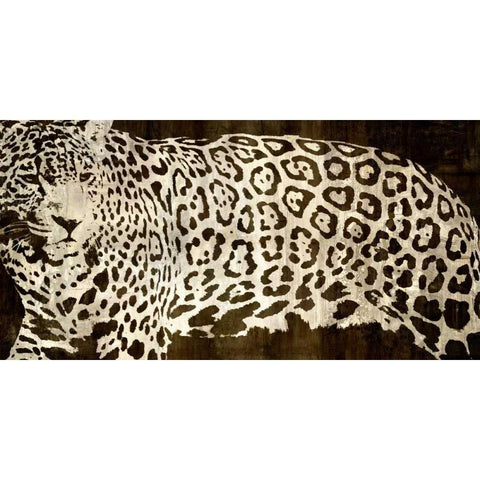 Leopard Encounter Gold Ornate Wood Framed Art Print with Double Matting by Davison, Darren