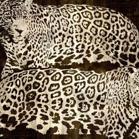 Leopards Black Ornate Wood Framed Art Print with Double Matting by Davison, Darren