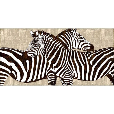 Zebra Gathering White Modern Wood Framed Art Print by Davison, Darren