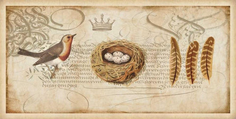 Nesting II Black Ornate Wood Framed Art Print with Double Matting by Devellier, Deborah
