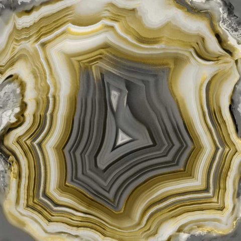 Agate in Gold and Grey White Modern Wood Framed Art Print with Double Matting by Carson, Danielle