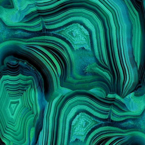 Malachite in Green and Blue White Modern Wood Framed Art Print with Double Matting by Carson, Danielle