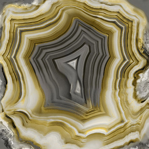 Agate in Gold And Grey II White Modern Wood Framed Art Print with Double Matting by Carson, Danielle