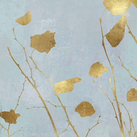 Nature Gold on Blue I Black Modern Wood Framed Art Print with Double Matting by Carson, Danielle