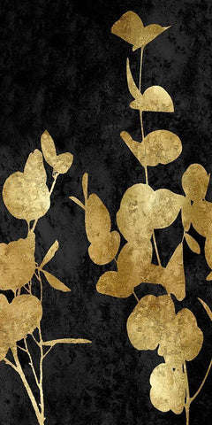 Nature Panel Gold on Black I Black Ornate Wood Framed Art Print with Double Matting by Carson, Danielle