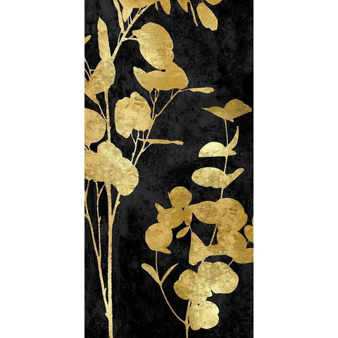 Nature Panel Gold on Black II Black Modern Wood Framed Art Print with Double Matting by Carson, Danielle