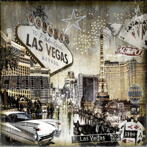 Las Vegas Black Modern Wood Framed Art Print with Double Matting by Matthews, Dylan