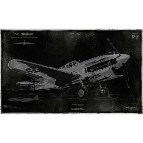 Vintage War Plane Black Modern Wood Framed Art Print by Matthews, Dylan