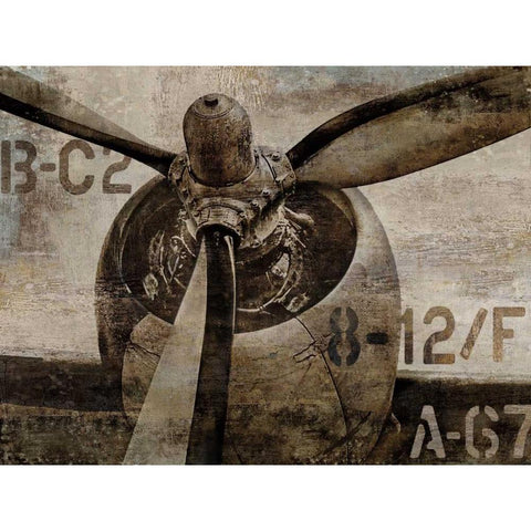 Vintage Propeller Black Modern Wood Framed Art Print with Double Matting by Matthews, Dylan