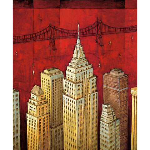 NYC I Gold Ornate Wood Framed Art Print with Double Matting by Stewart, David