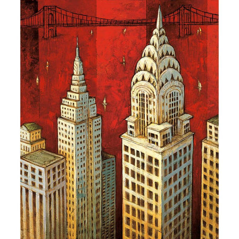 NYC II Gold Ornate Wood Framed Art Print with Double Matting by Stewart, David