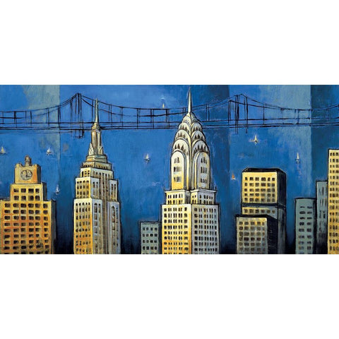 Manhattan II White Modern Wood Framed Art Print by Stewart, David