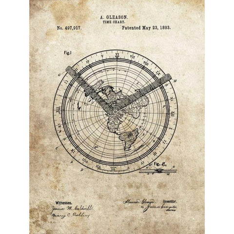 Time Chart - 1893 Gold Ornate Wood Framed Art Print with Double Matting by Sproul, Dan