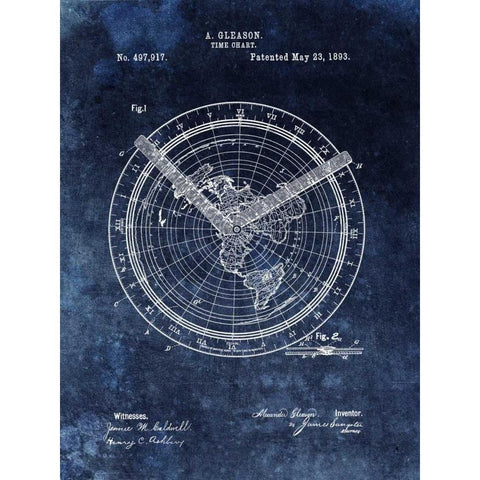 Time Chart - 1893- Blue Black Modern Wood Framed Art Print by Sproul, Dan