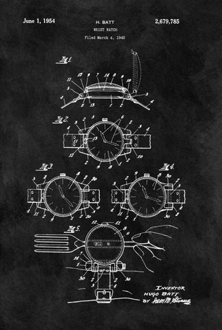 Wrist Watch - 1949- Black Black Ornate Wood Framed Art Print with Double Matting by Sproul, Dan