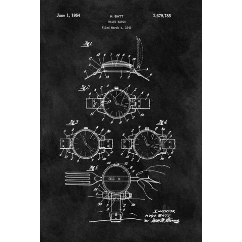 Wrist Watch - 1949- Black White Modern Wood Framed Art Print by Sproul, Dan
