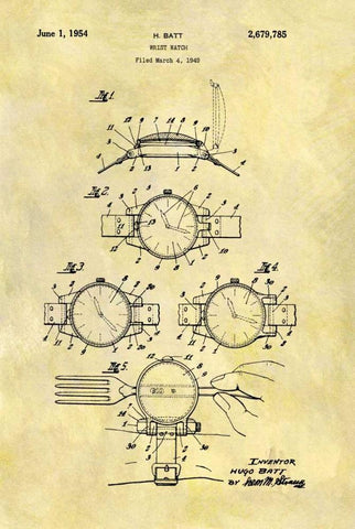 Wrist Watch - 1949 White Modern Wood Framed Art Print with Double Matting by Sproul, Dan