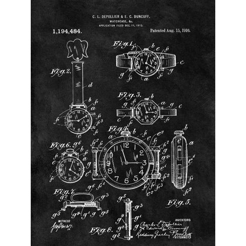 Watch Case - 1916- Black White Modern Wood Framed Art Print by Sproul, Dan