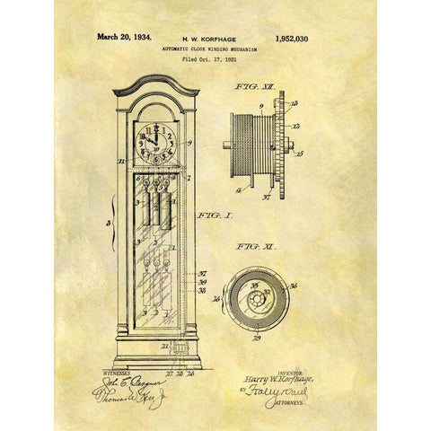 Automatic Clock Winding Mechan White Modern Wood Framed Art Print by Sproul, Dan